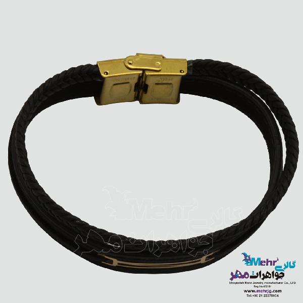 دستبند طلا چرم - طرح هندسی