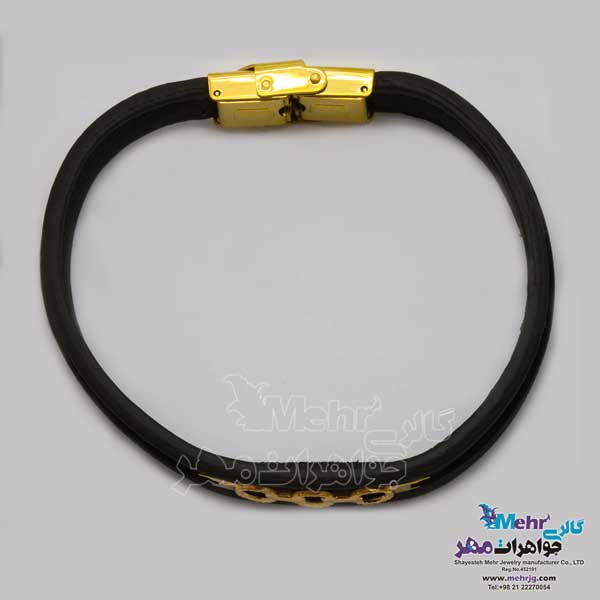 دستبند طلا و چرم - طرح هندسی