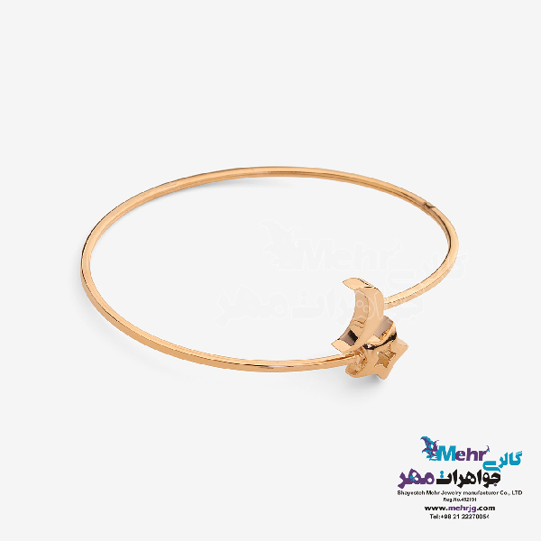 دستبند النگویی طلا - طرح ماه و ستاره