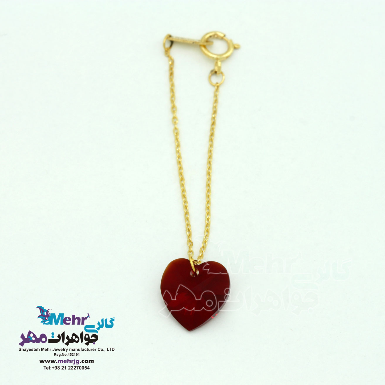 آویز ساعت طلا - سنگ سواروسکی قلب