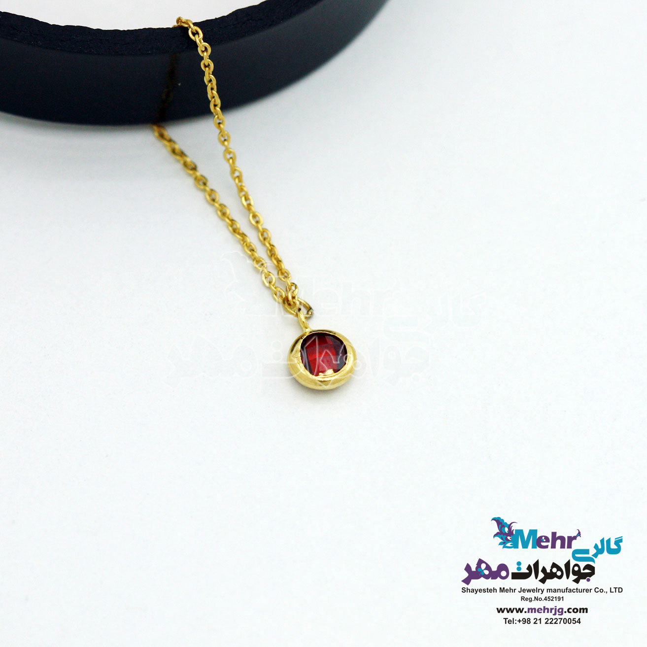 آویز ساعت طلا طرح سنگ قرمز