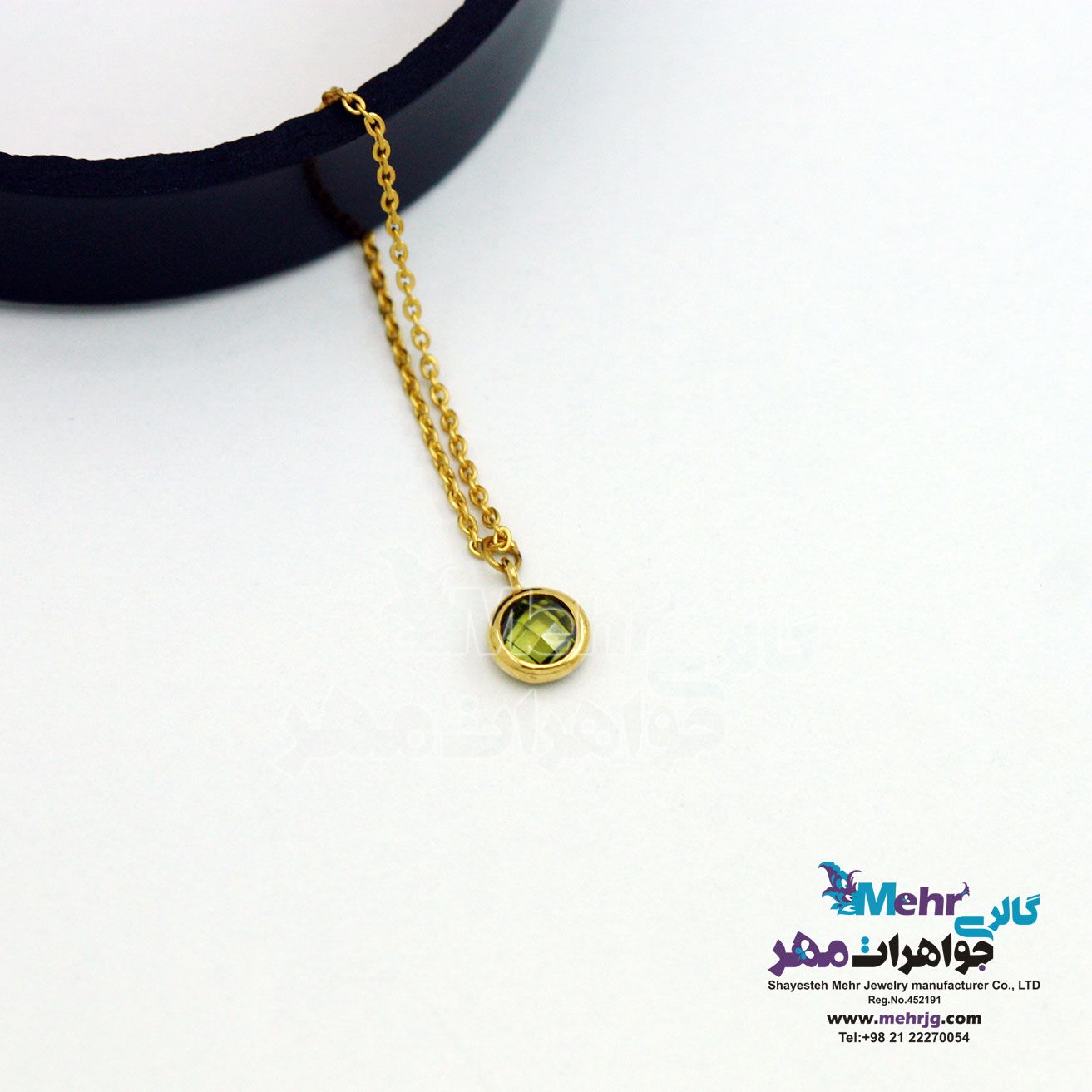 آویز ساعت طلا طرح سنگ سبز زبرجدی