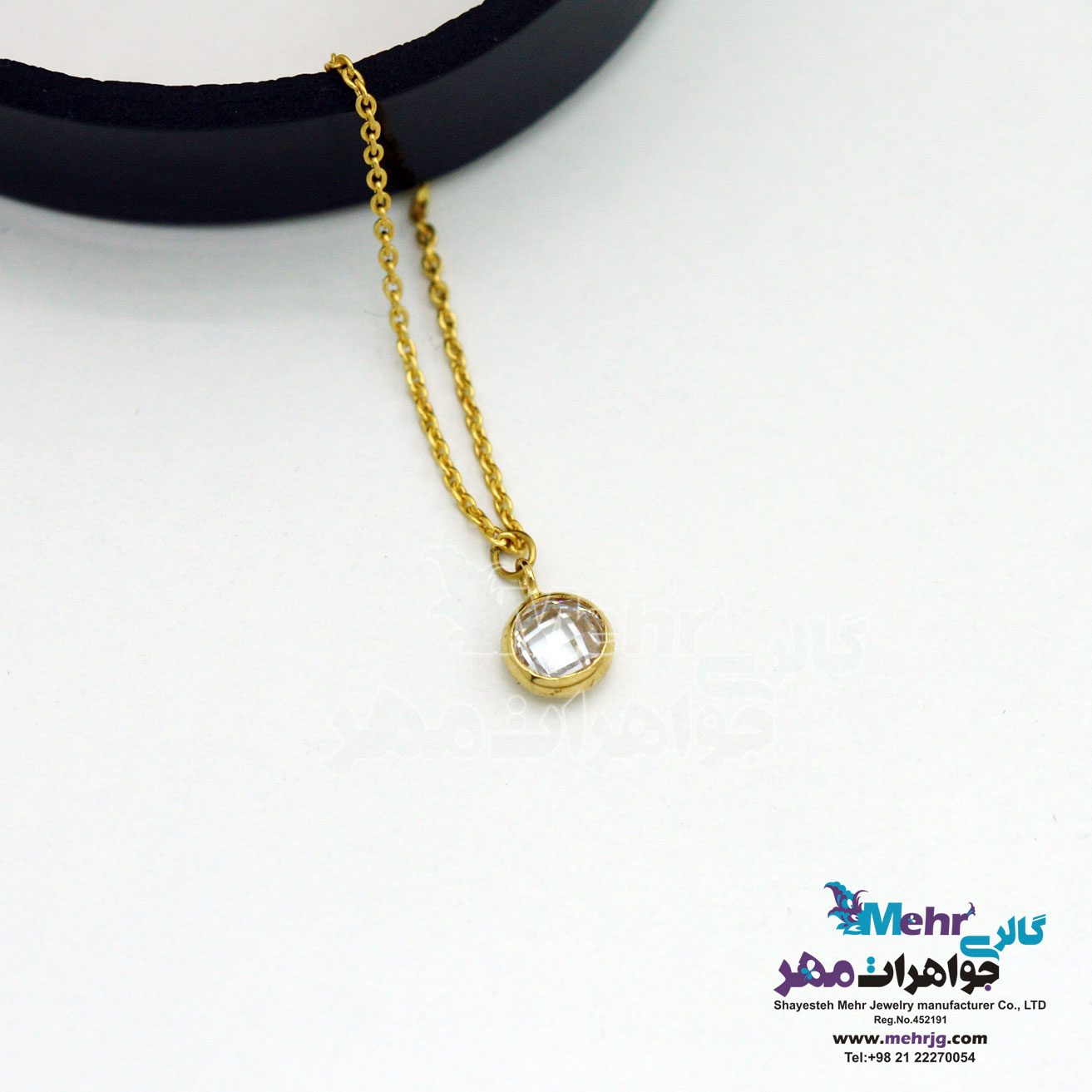 آویز ساعت طلا طرح سنگ سفید