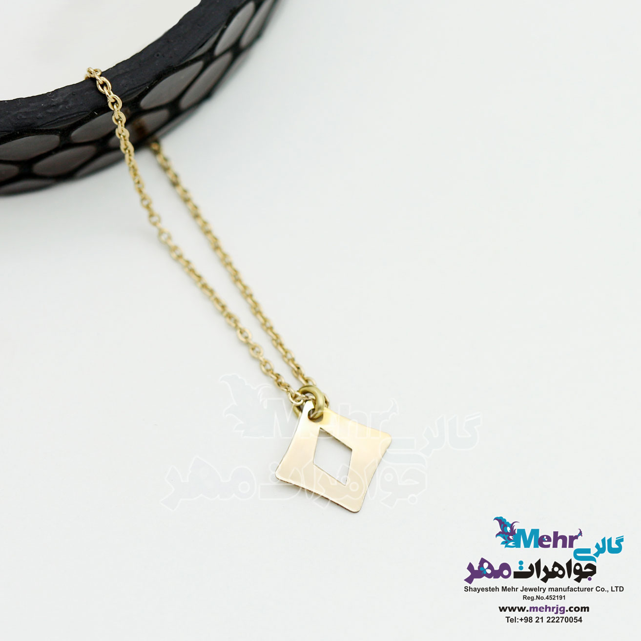 آویز ساعت طلا طرح هندسی - لوزی
