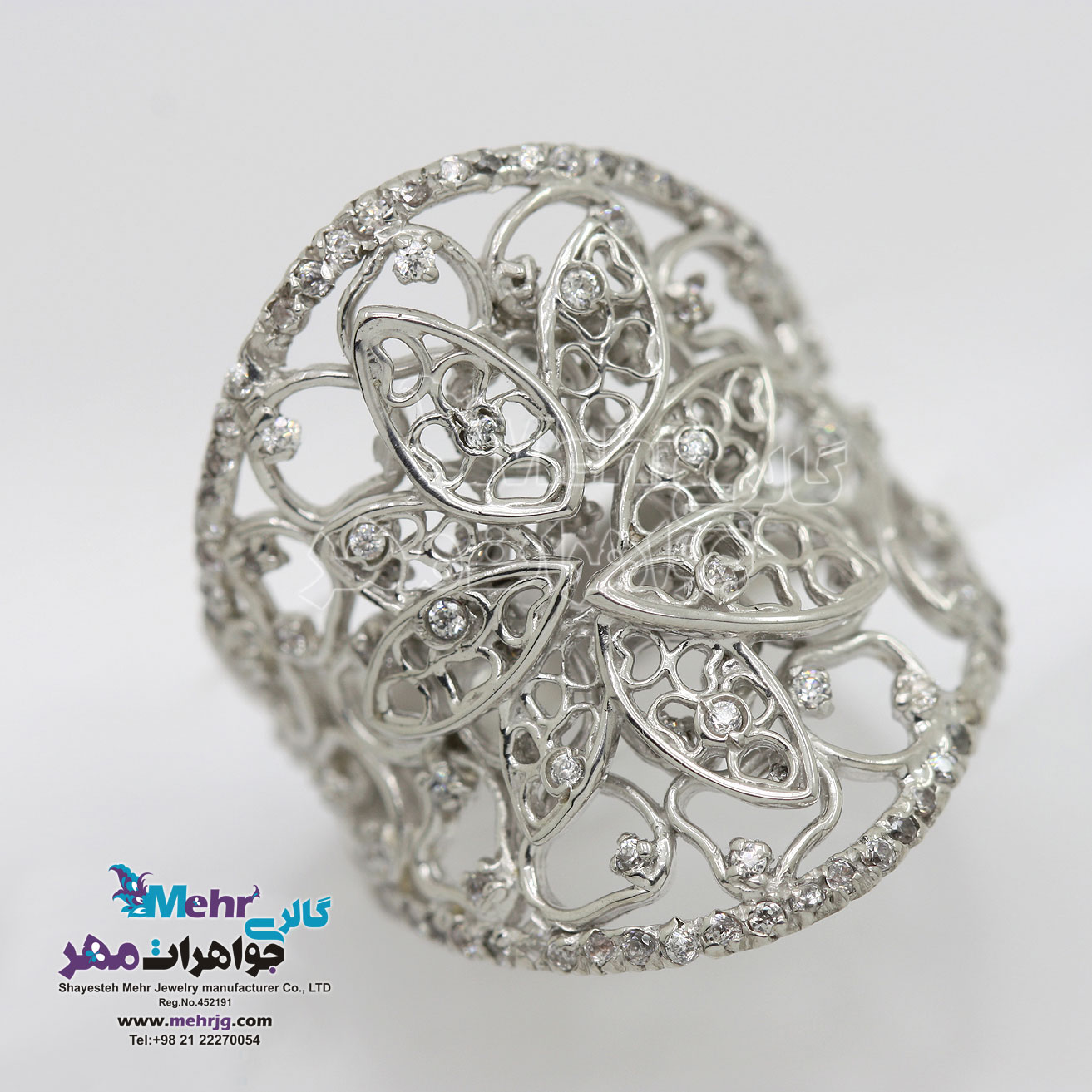 انگشتر جواهر - طرح برگ و گل