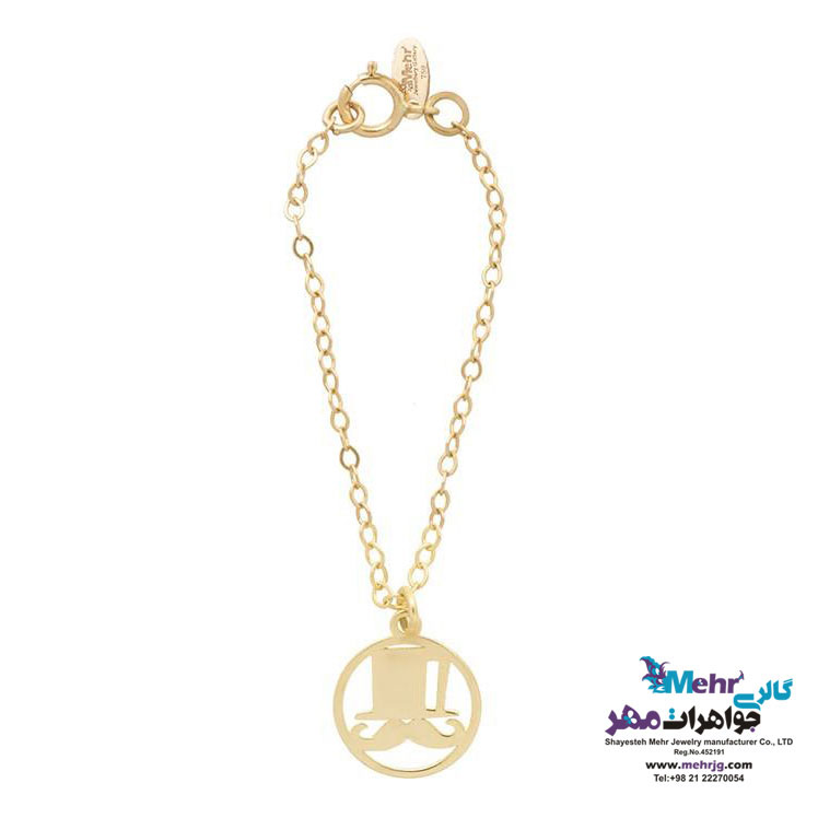 آویز ساعت طلا - طرح کلاه و سبیل