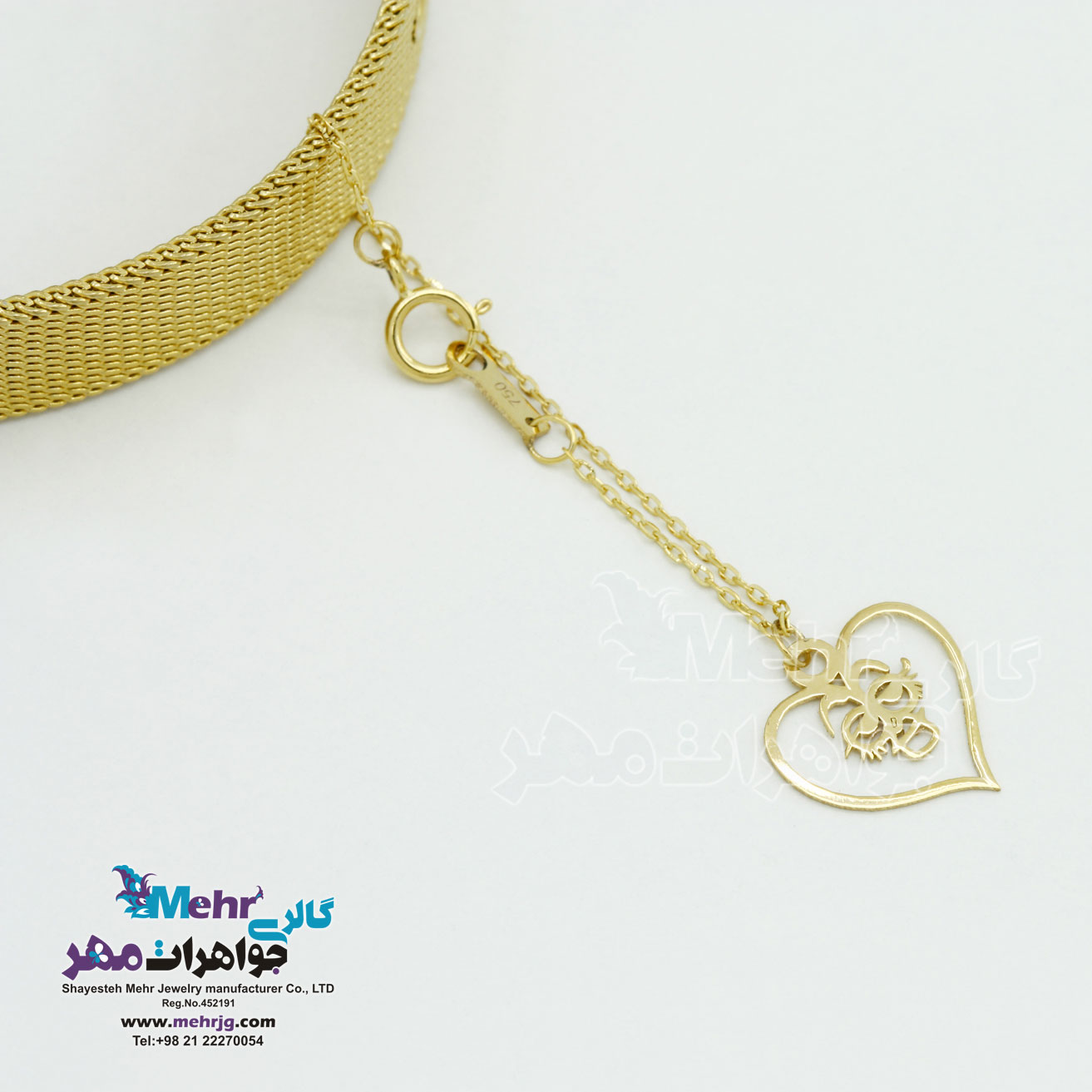آویز ساعت طلا - طرح قلب