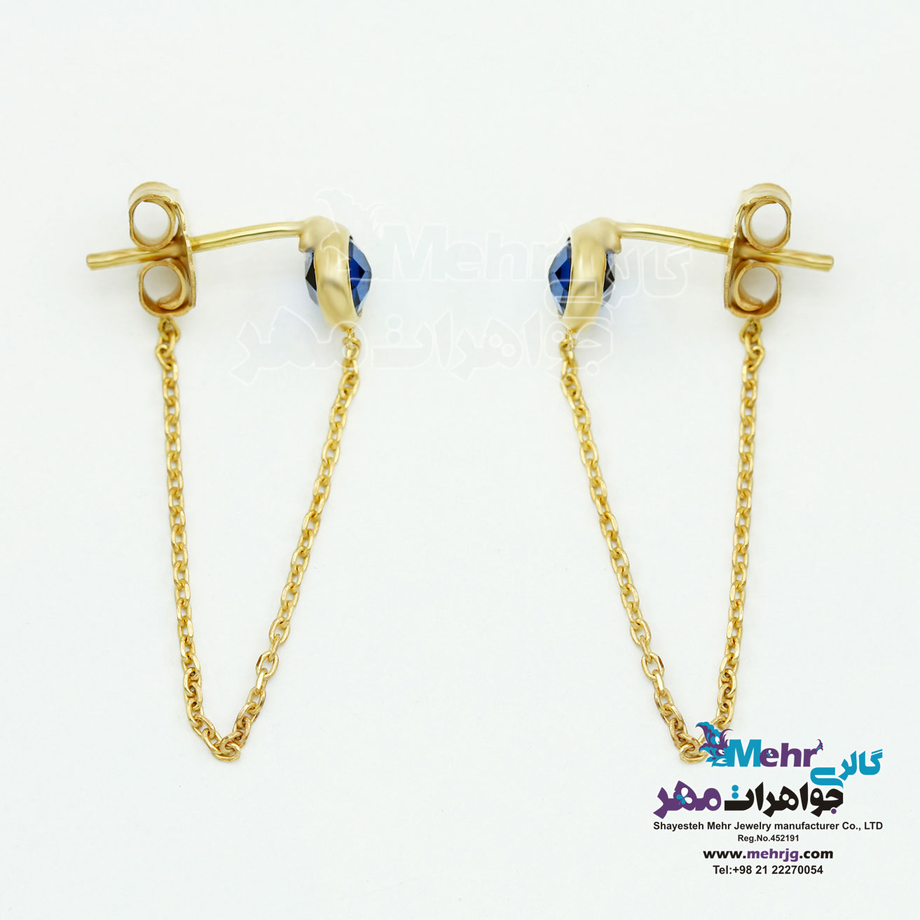 گوشواره طلا - طرح سنگ کبود