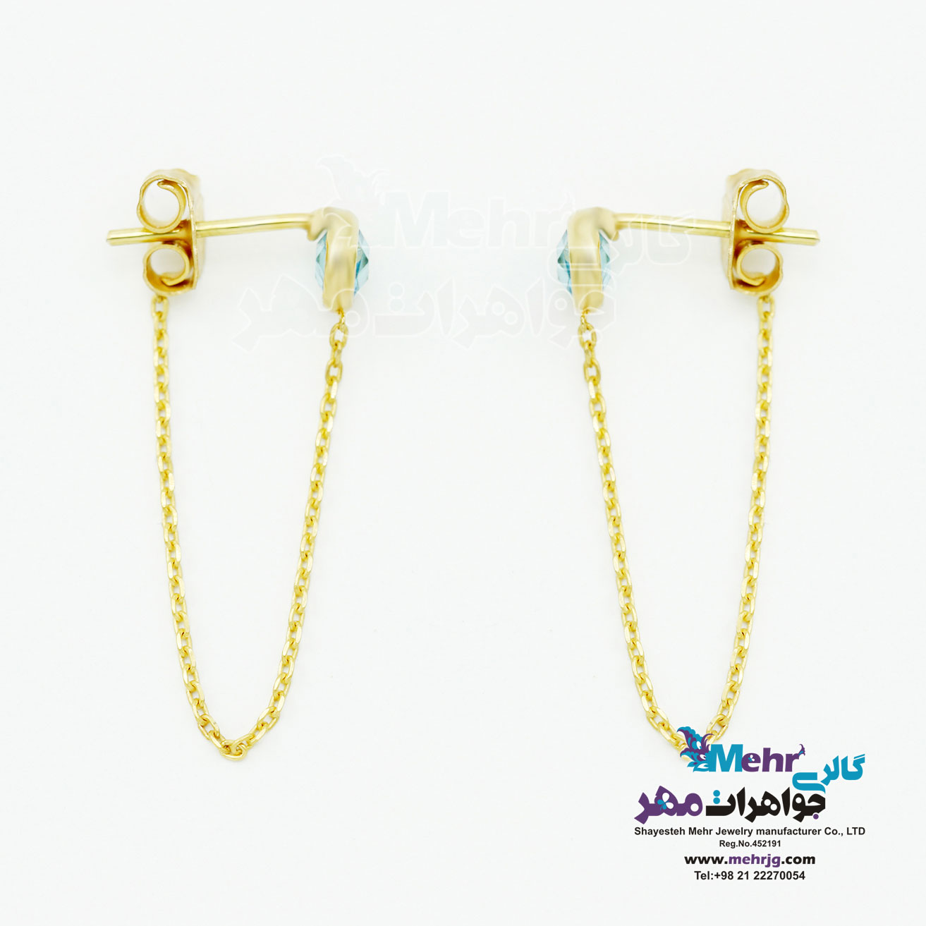 گوشواره طلا - طرح سنگ آبی