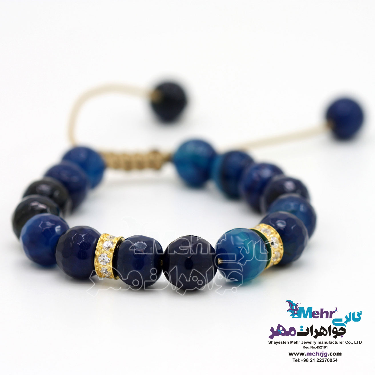 دستبند طلا و سنگ - طرح رینگ