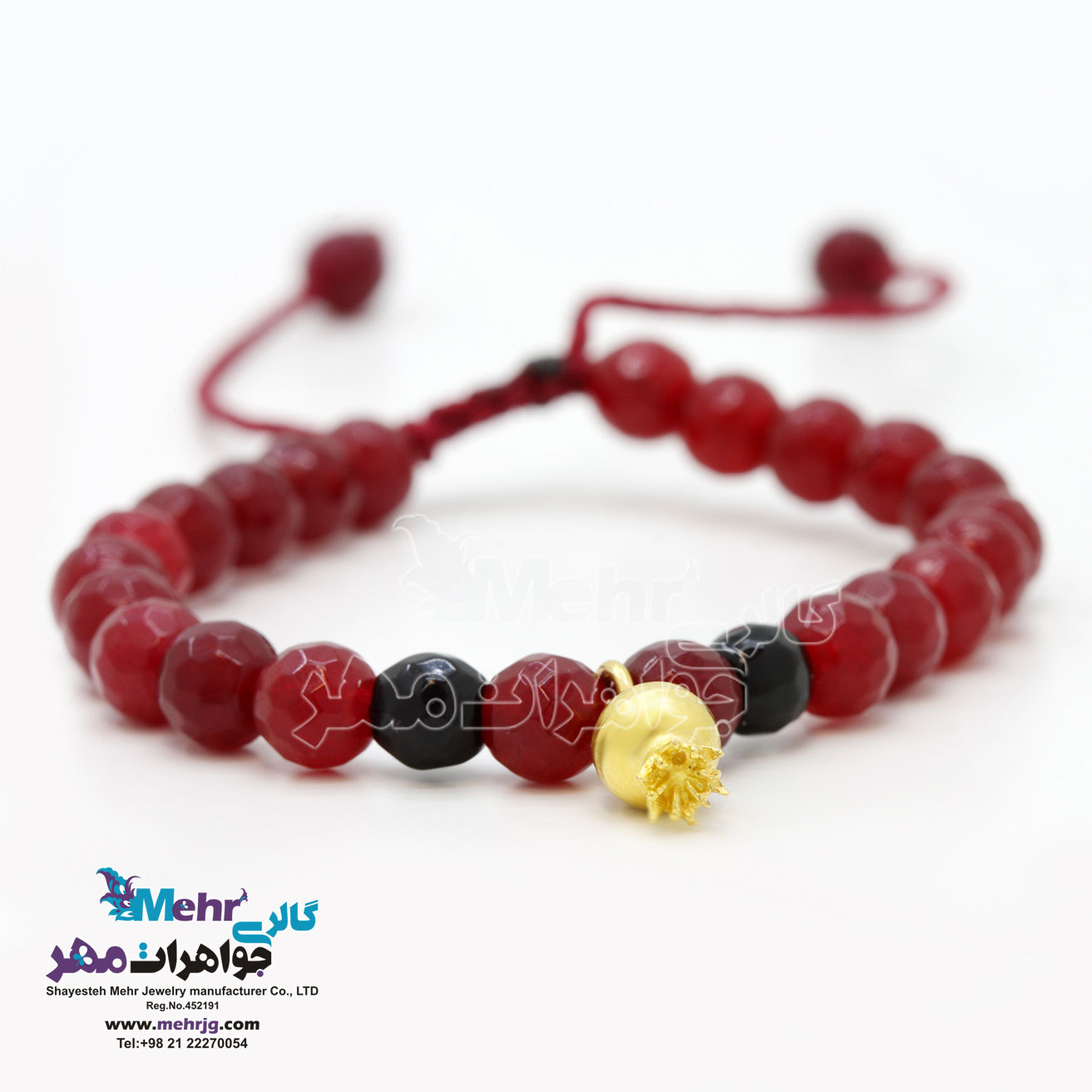 دستبند طلا و سنگ - طرح انار سه بعدی