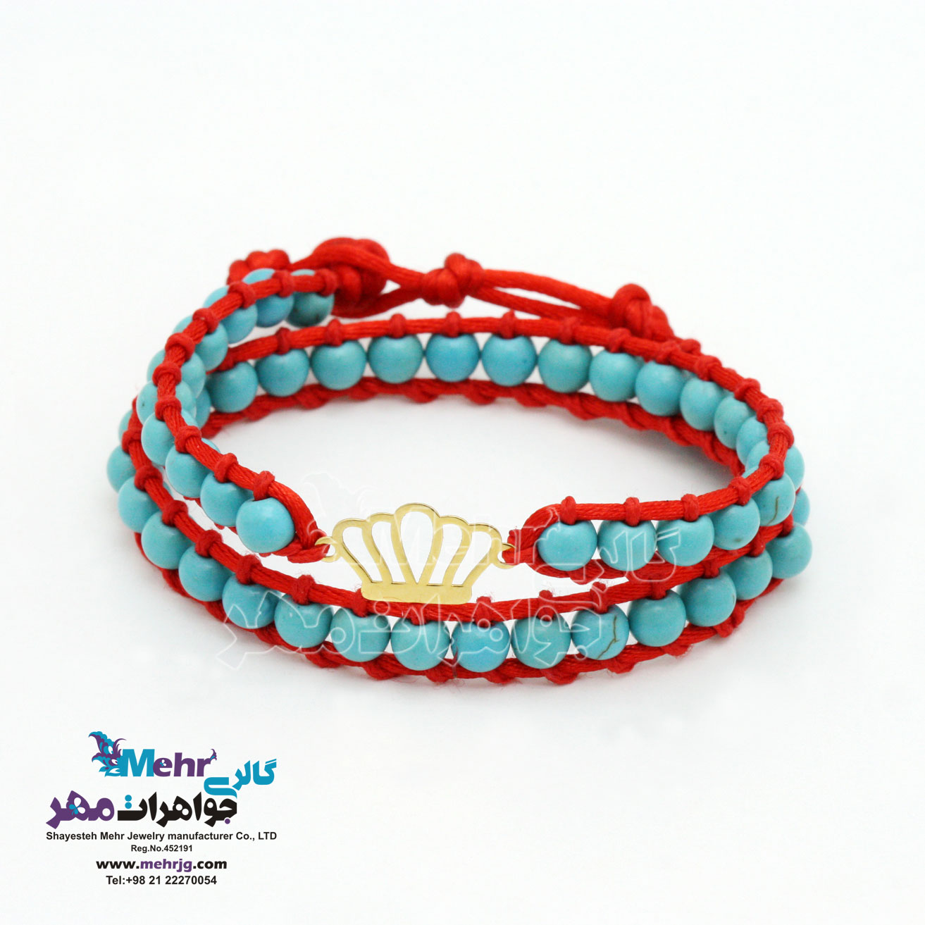 دستبند طلا و سنگ - طرح تاج