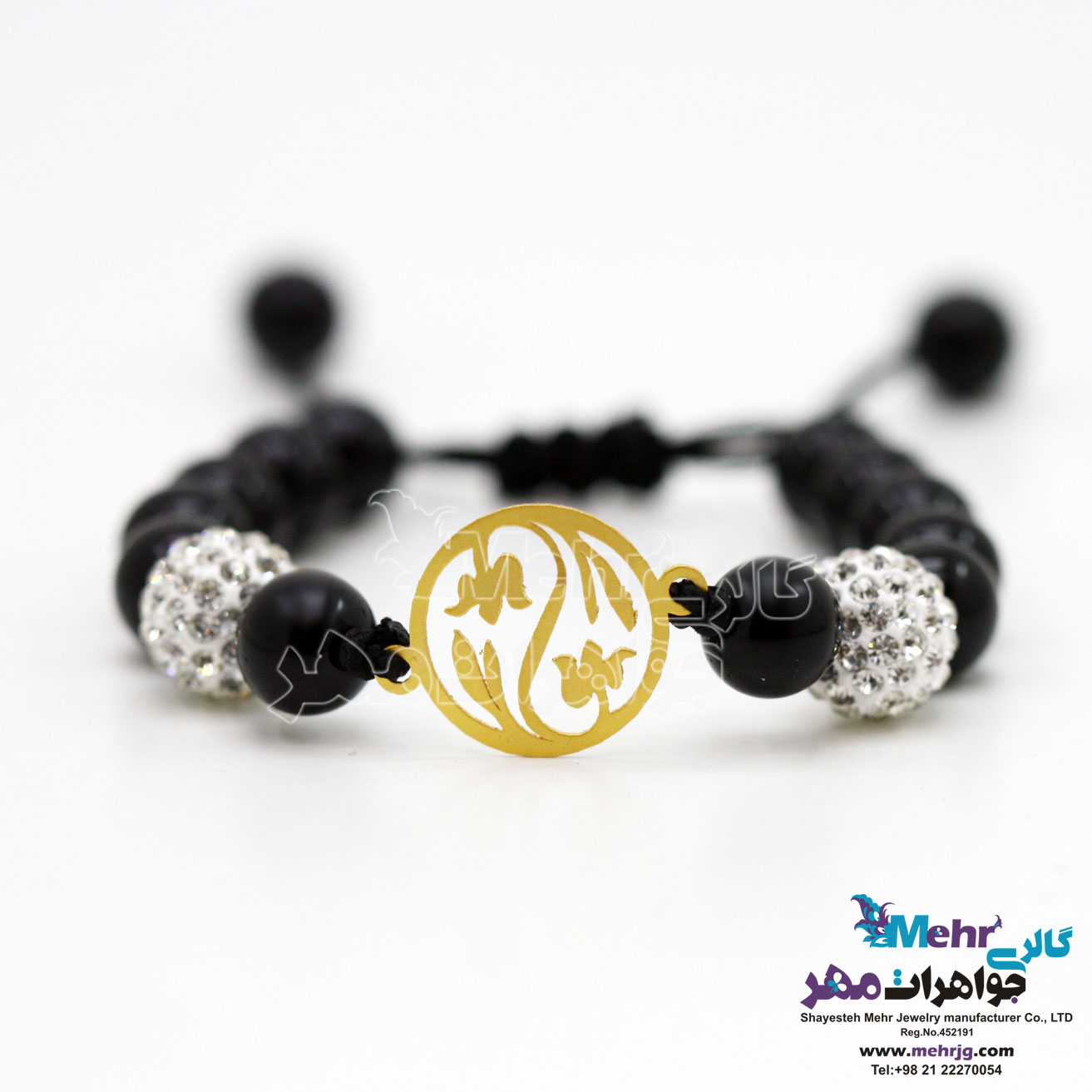 دستبند طلا و سنگ - طرح گل لاله