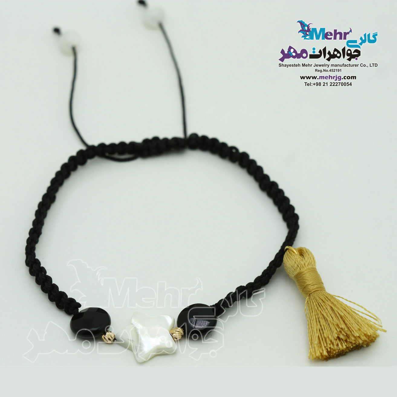 دستبند طلا و سنگ - طرح گوی تراش