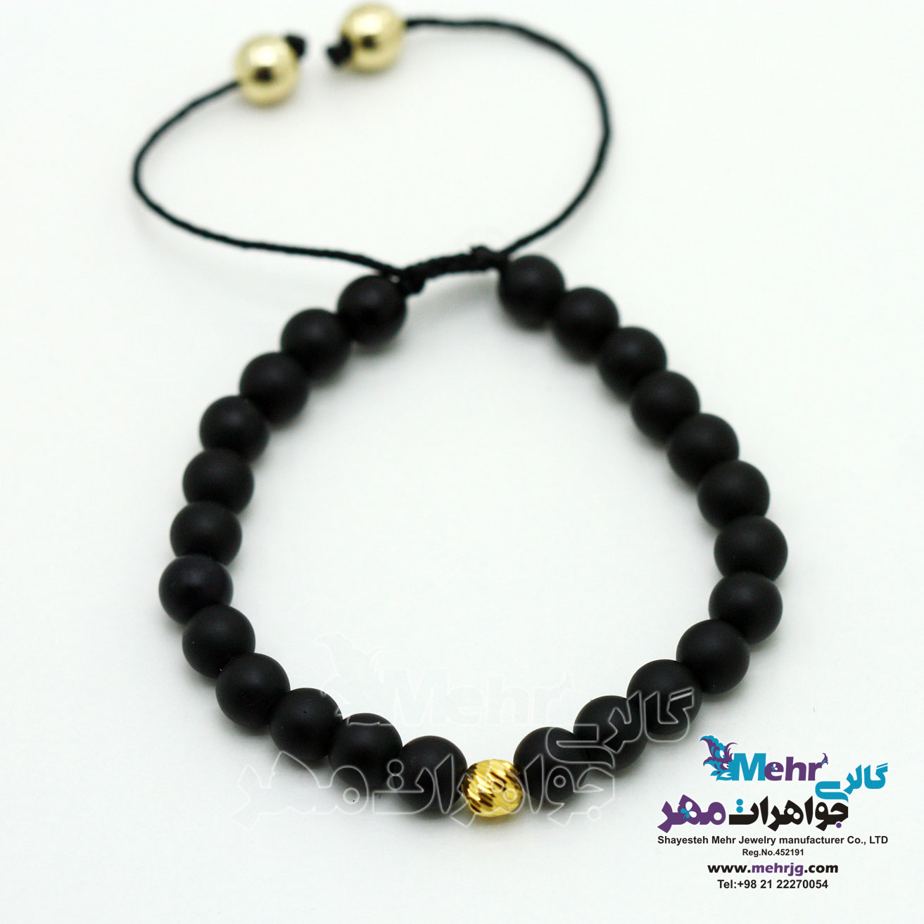 دستبند طلا و سنگ - طرح گوی تراش