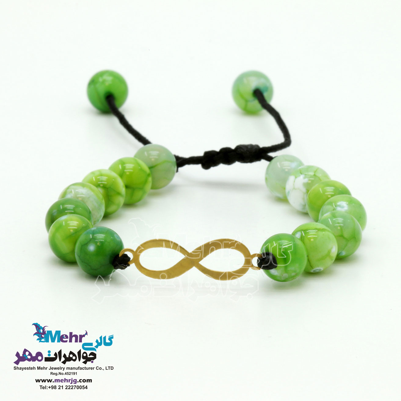 دستبند طلا و سنگ - طرح بی نهایت