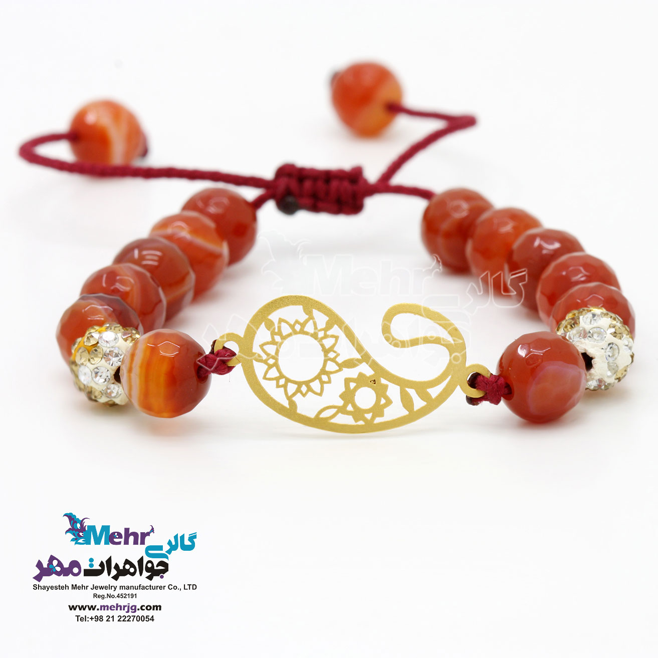 دستبند طلا و سنگ - طرح بته جقه