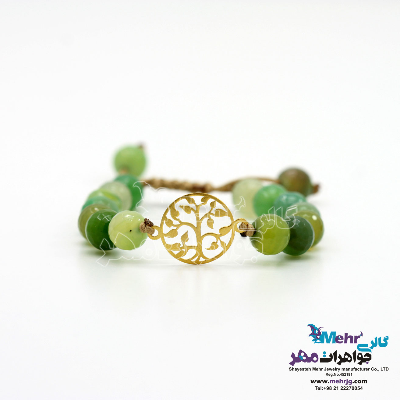 دستبند طلا و سنگ - طرح درخت