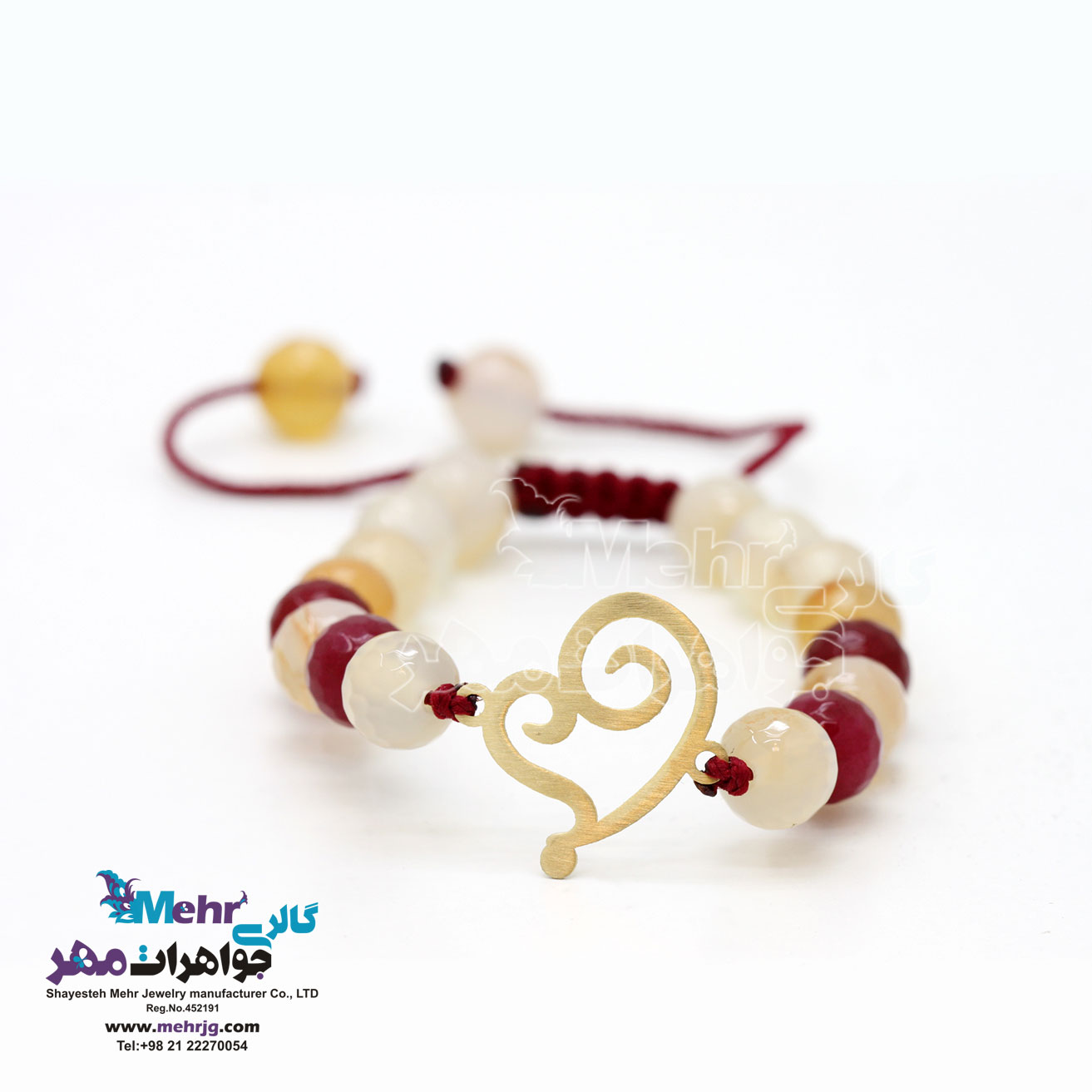 دستبند طلا و سنگ - طرح قلب
