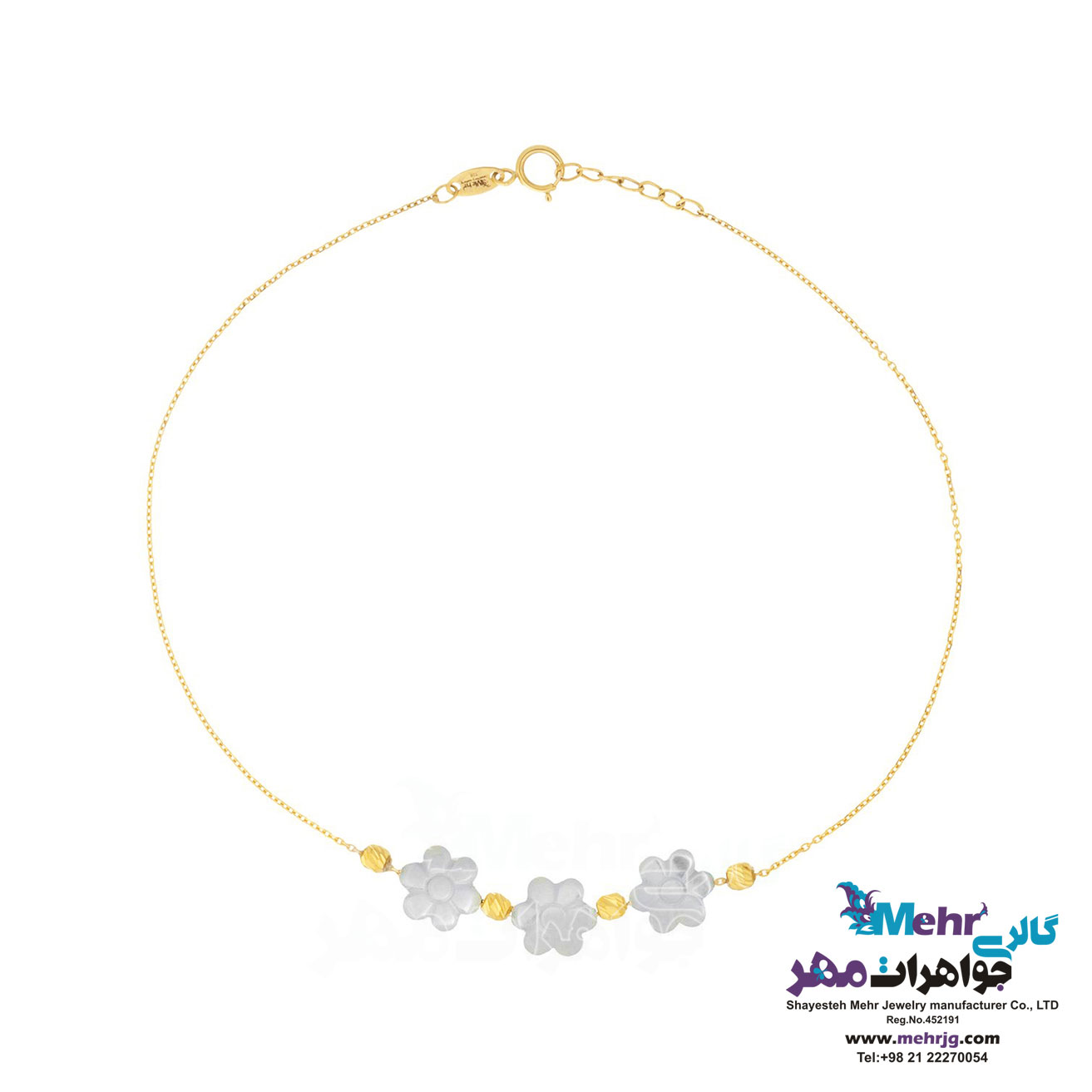 پابند طلا و سنگ - طرح گوی تراش