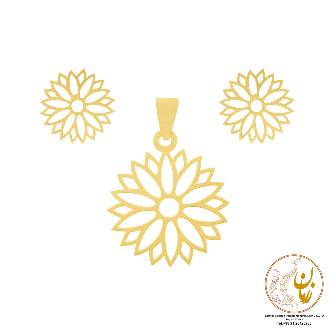 نیم ست طلا - آویز و گوشواره - طرح گل