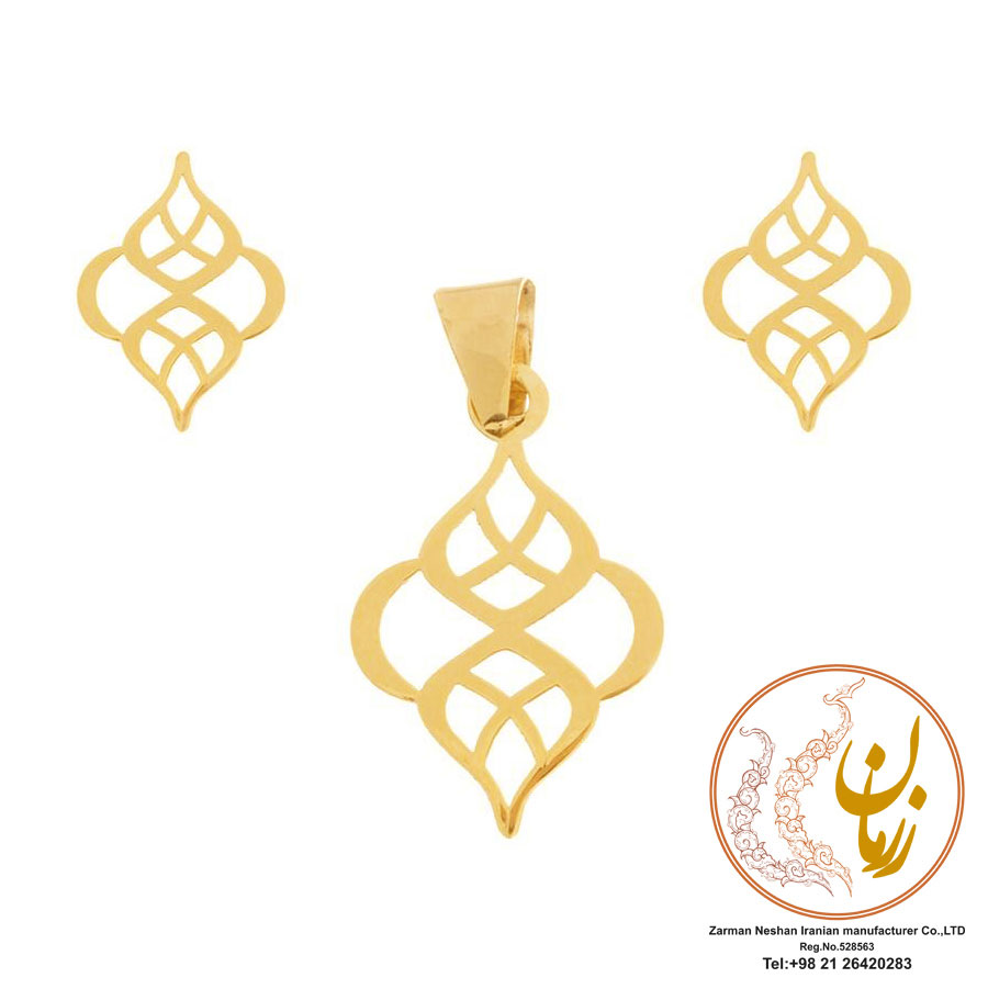 نیم ست طلا - آویز و گوشواره - طرح اسلیمی