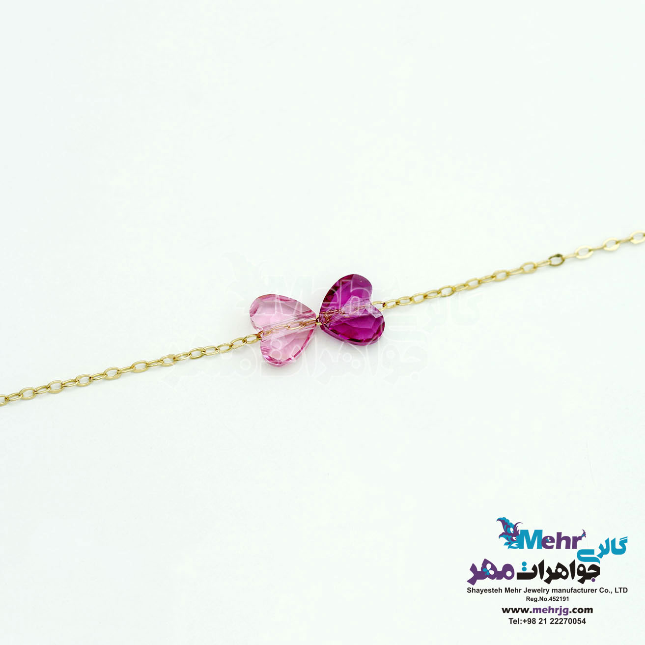 دستبند طلا - سنگ سواروسکی قلب