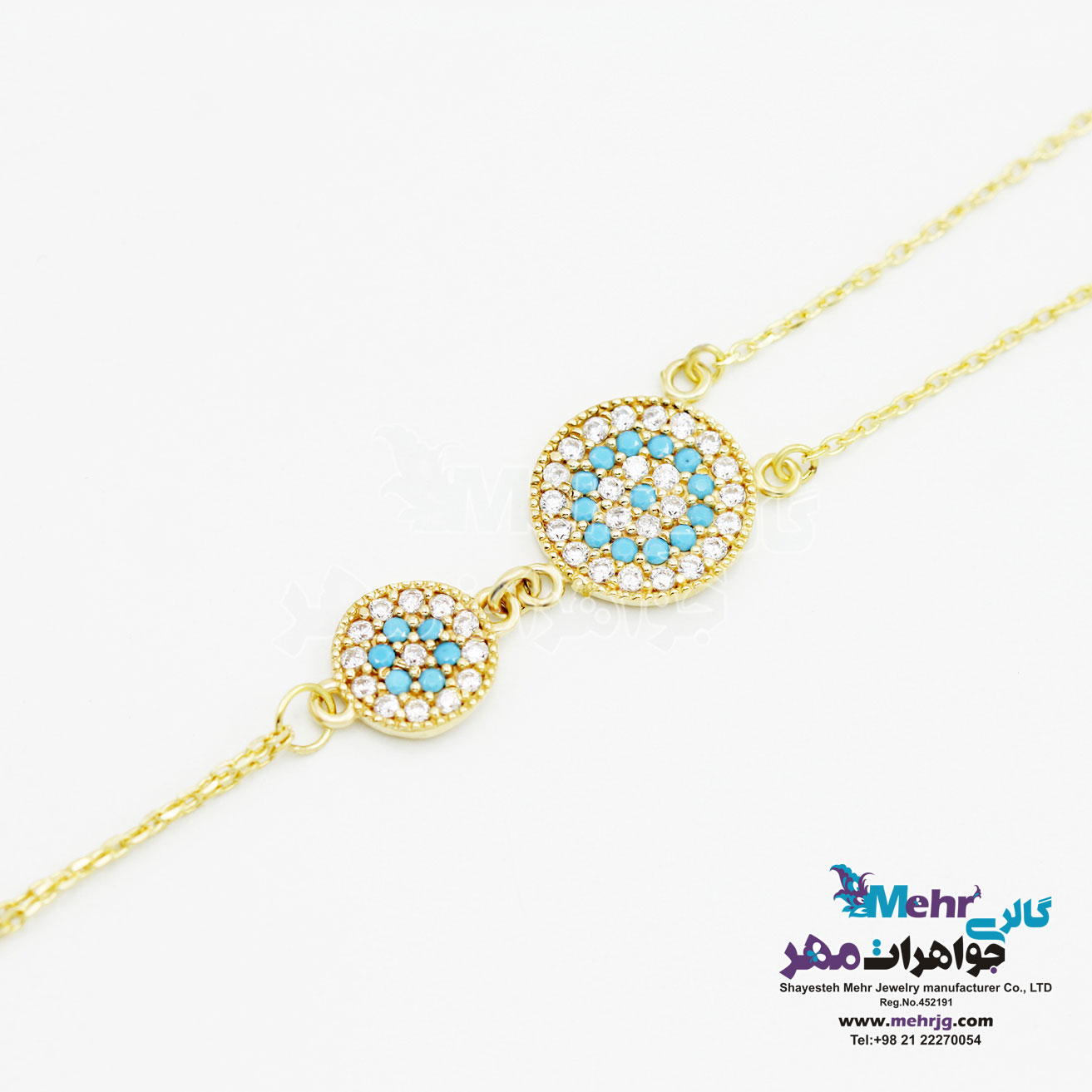دستبند انگشتری طلا - طرح چشم نظر