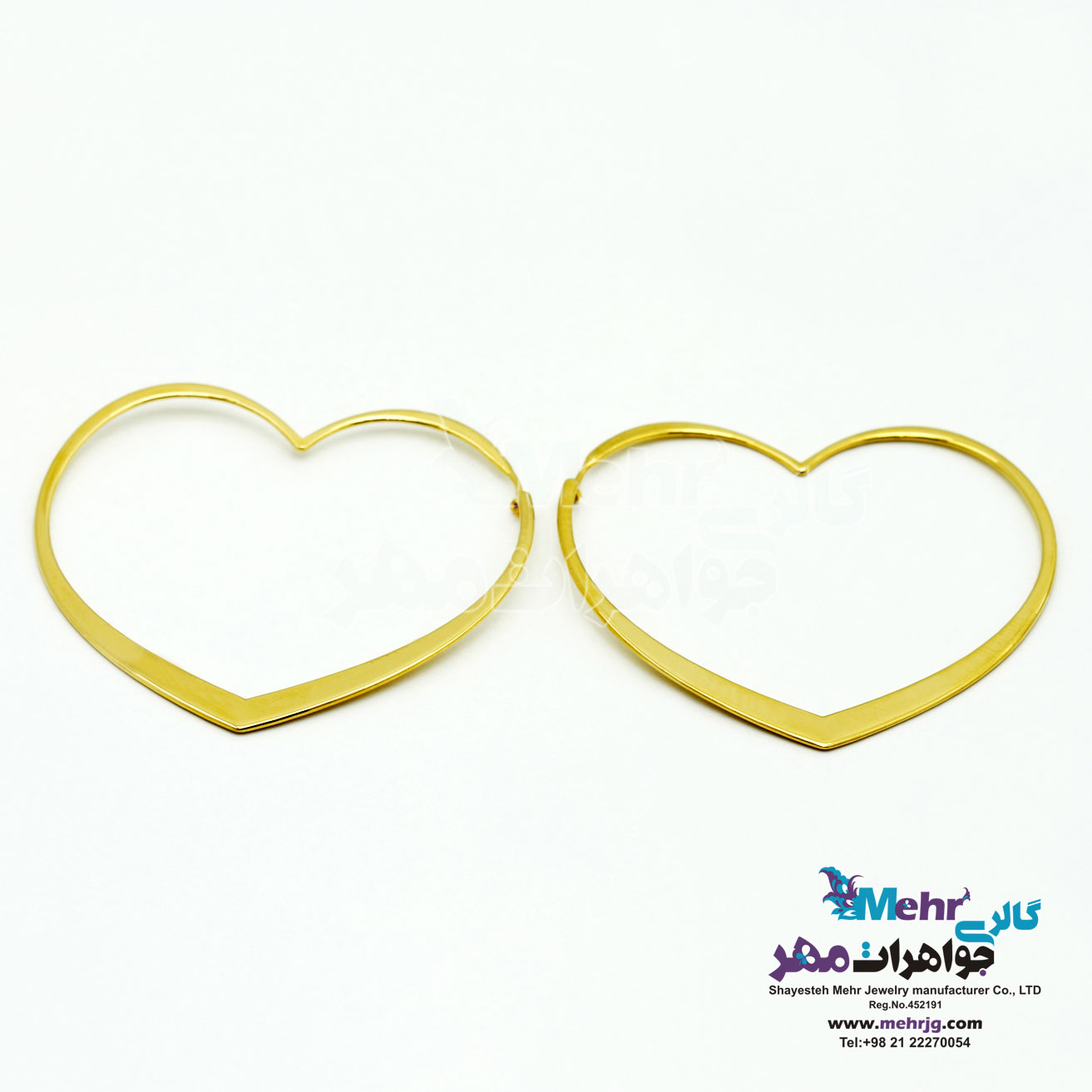 گوشواره حلقه ای طلا - طرح قلب