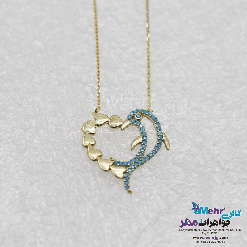 گردنبند طلا - طرح قلب و دلفین
