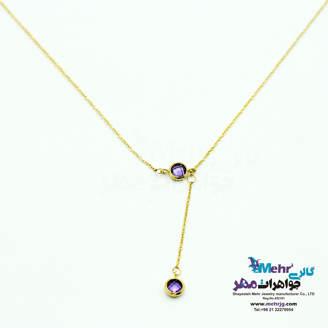 گردنبند طلا - طرح سنگ رنگی
