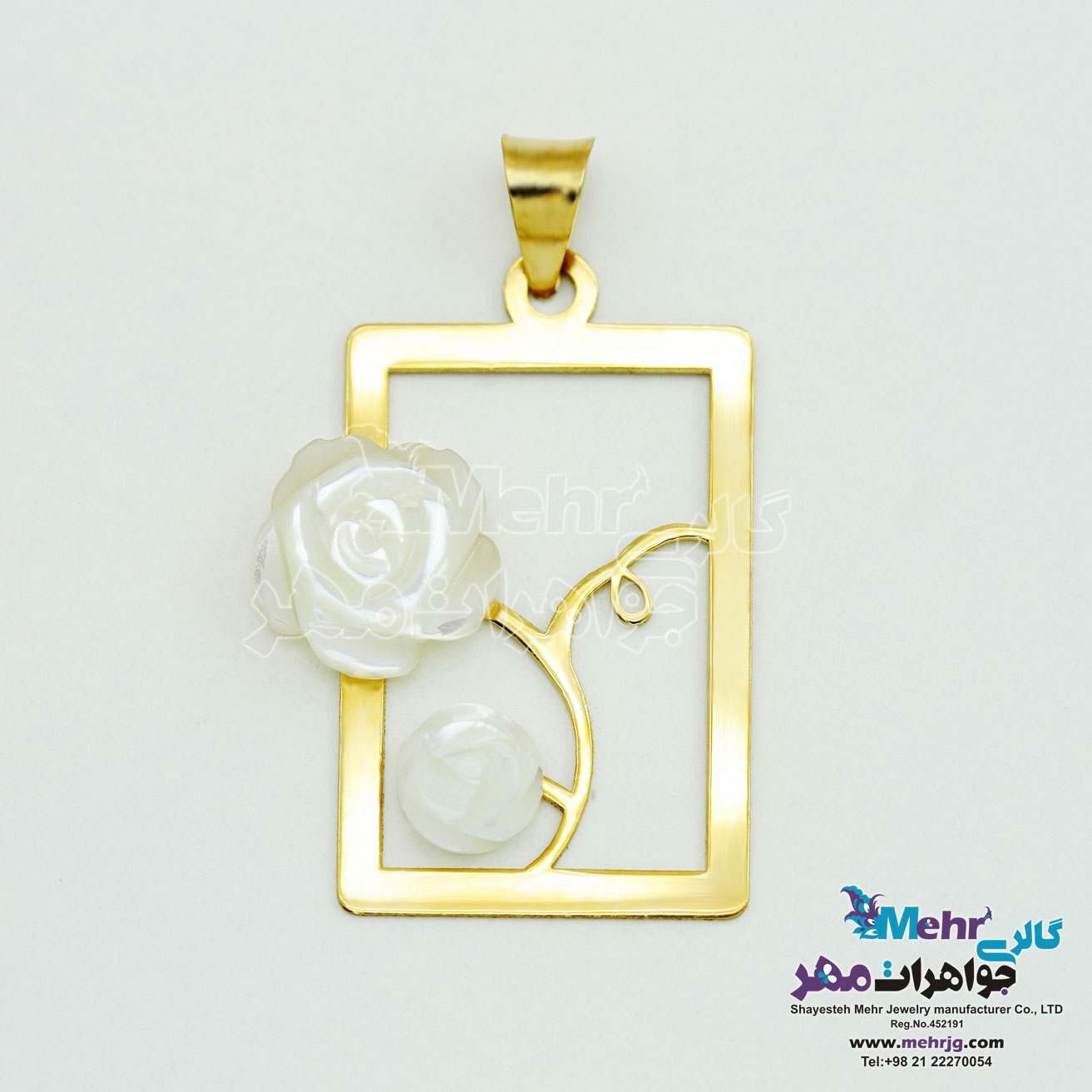 آویز طلا - طرح قاب عکس گل
