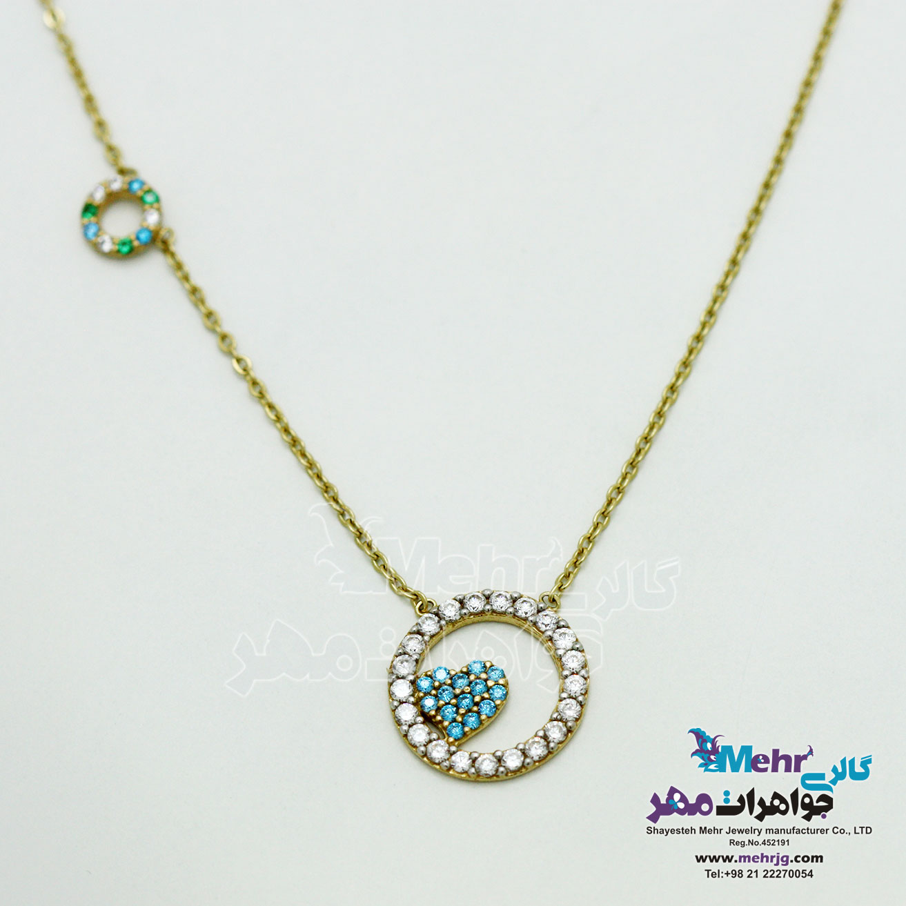 گردنبند طلا - طرح قلب و دایره