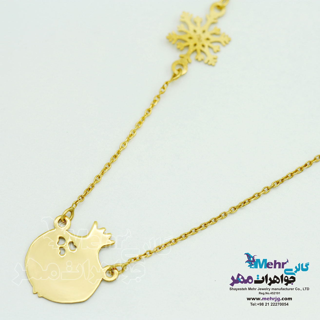 گردنبند طلا - طرح برف و انار