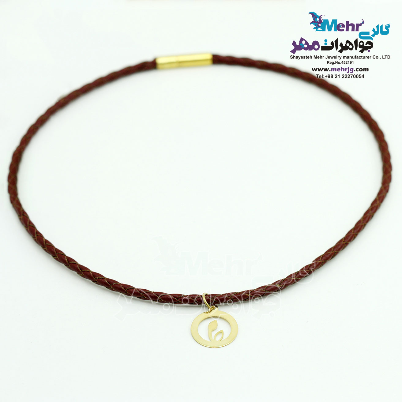 گردنبند طلا و چرم - طرح جوانه