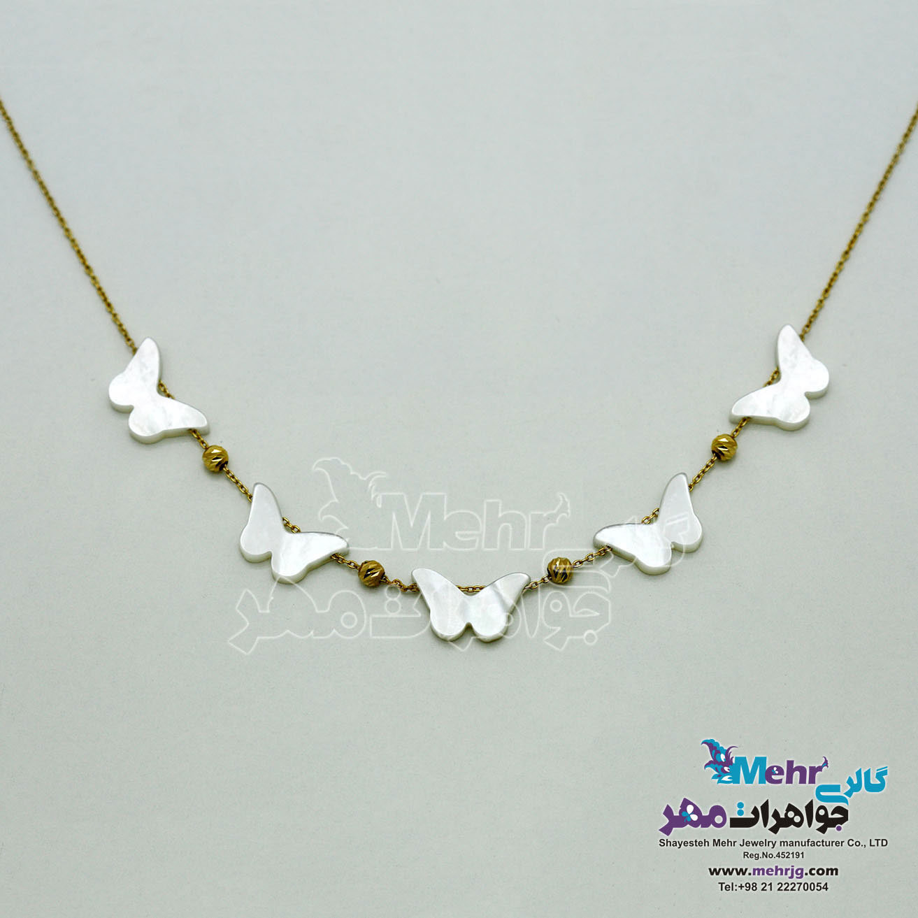 گردنبند طلا - طرح صدف پروانه