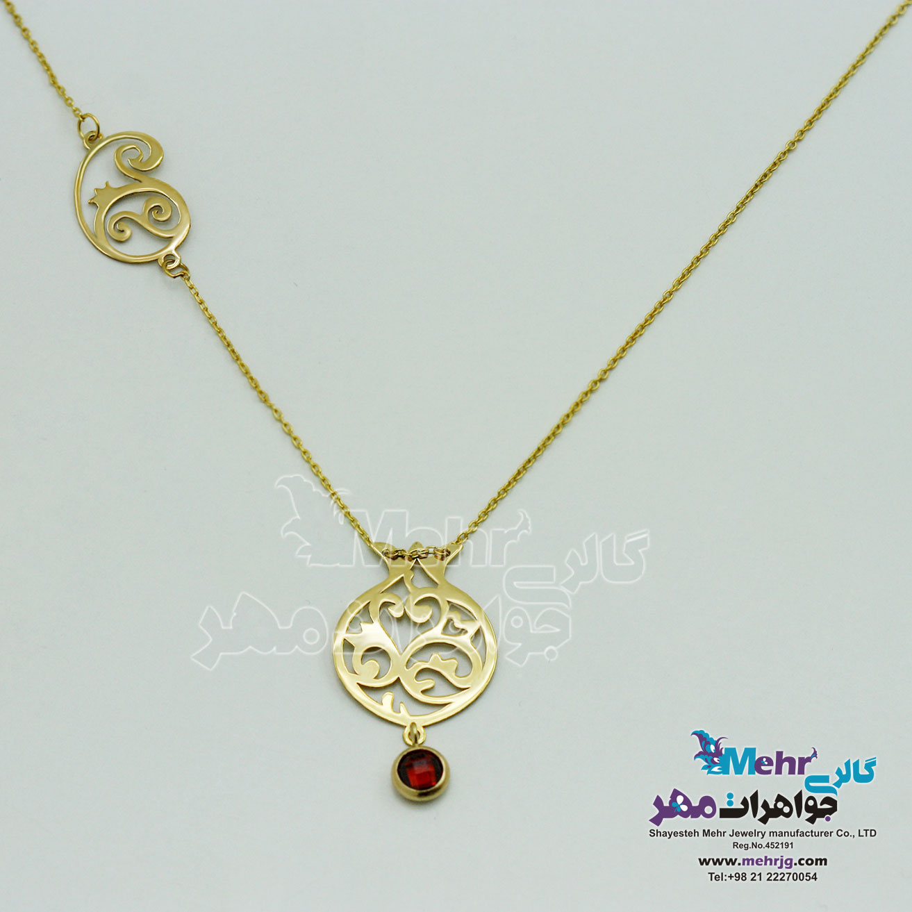 گردنبند طلا - طرح انار و قو