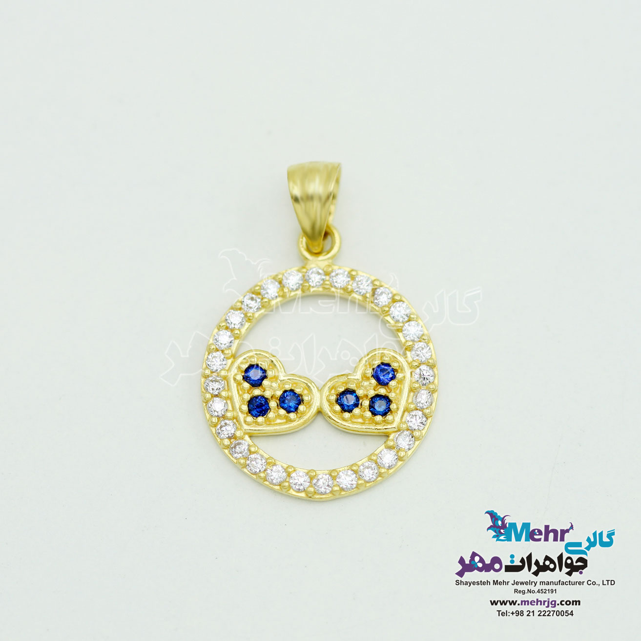 آویز طلا - طرح دو قلب