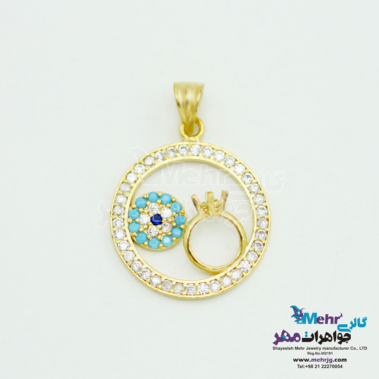 آویز طلا - طرح انگشتر و چشم نظر