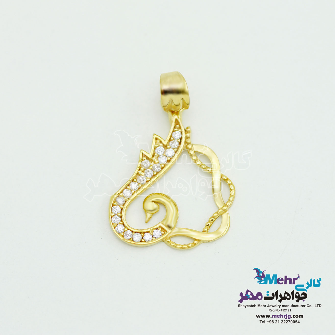 آویز طلا - طرح قلب و قو