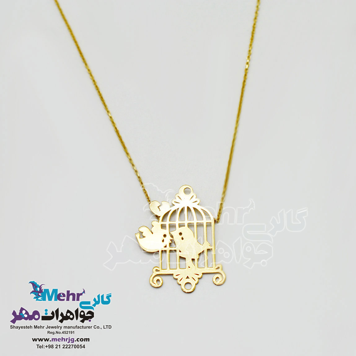 گردنبند طلا - طرح پرنده و قفس