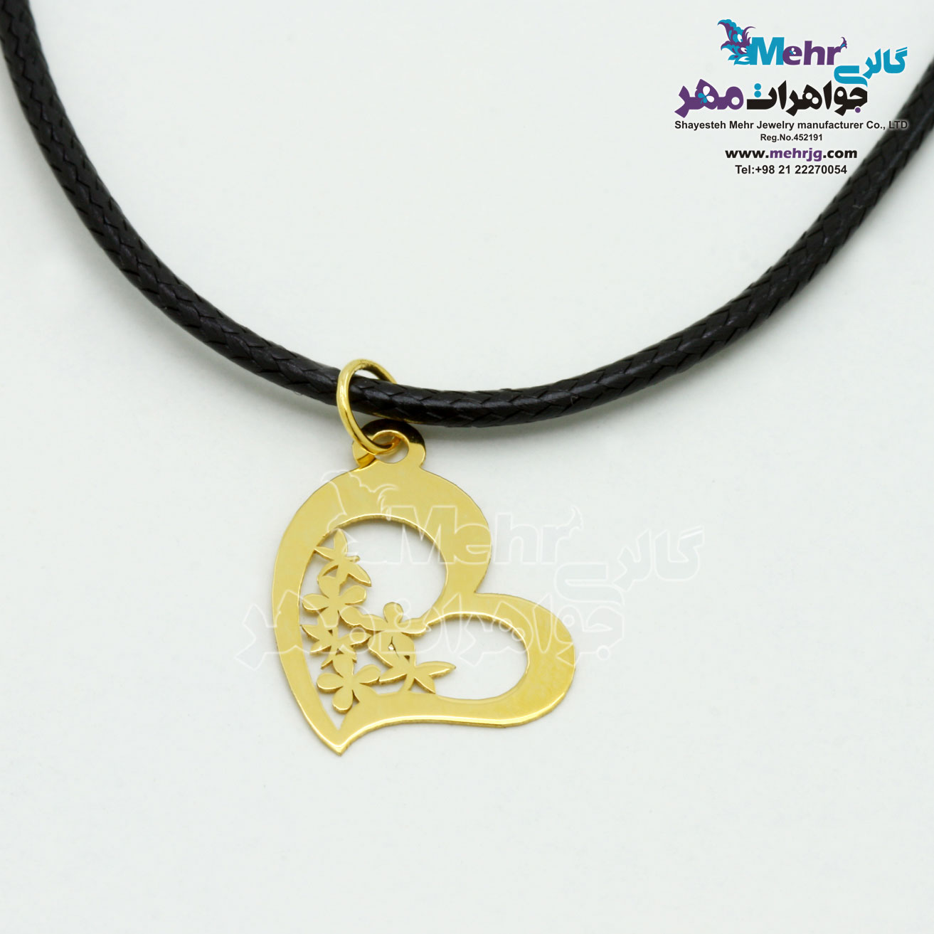 گردنبند طلا و چرم - طرح قلب