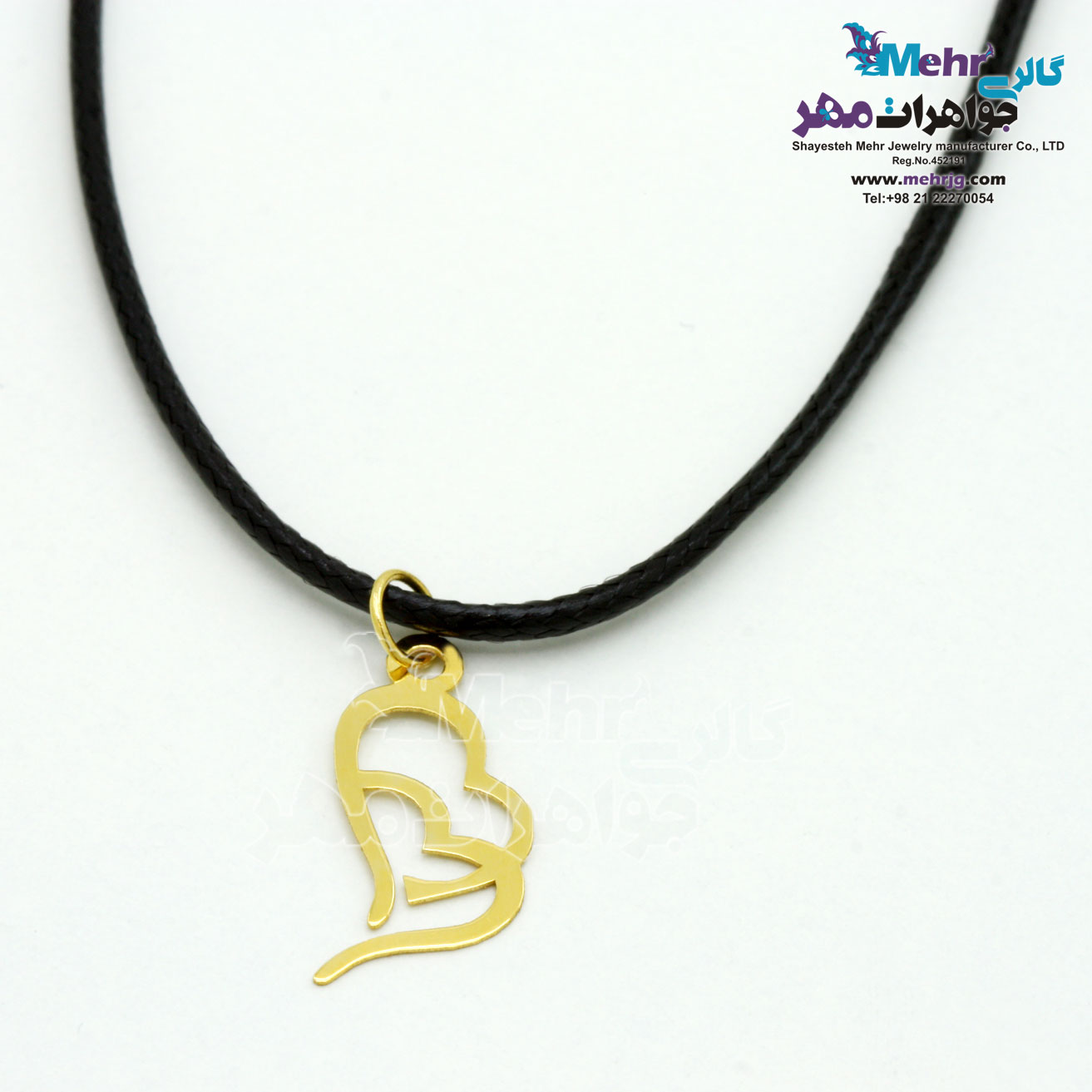 گردنبند طلا و چرم - طرح قلب