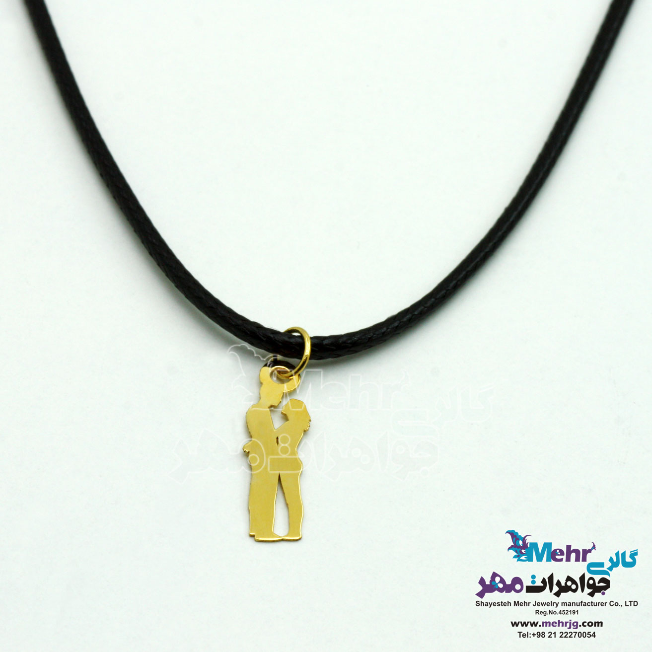 گردنبند طلا و چرم - طرح عاشقانه