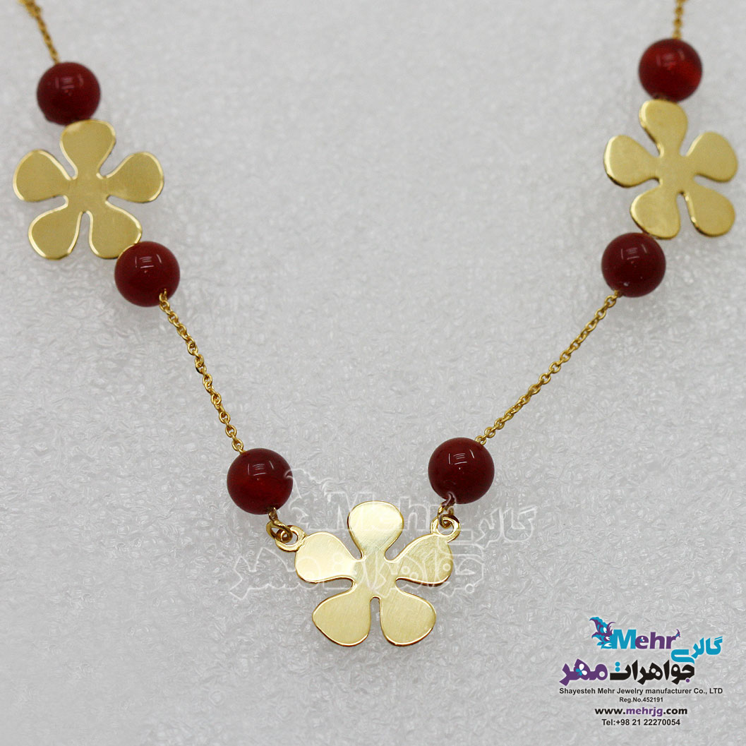 گردنبند طلا - طرح گل پریوش