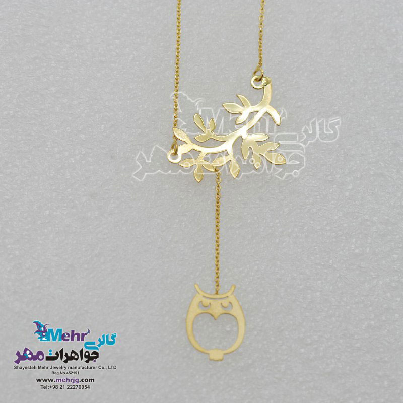 گردنبند طلا - طرح جغد و شاخه
