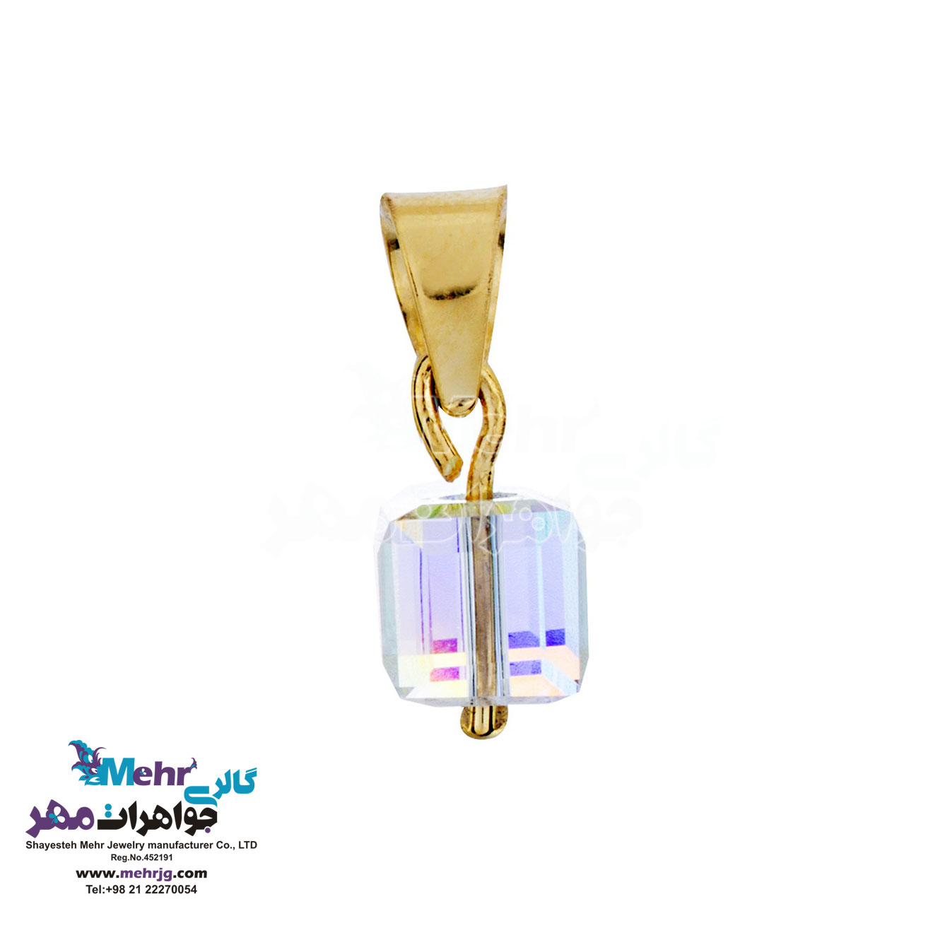 آویز طلا - سنگ سواروسکی مکعب