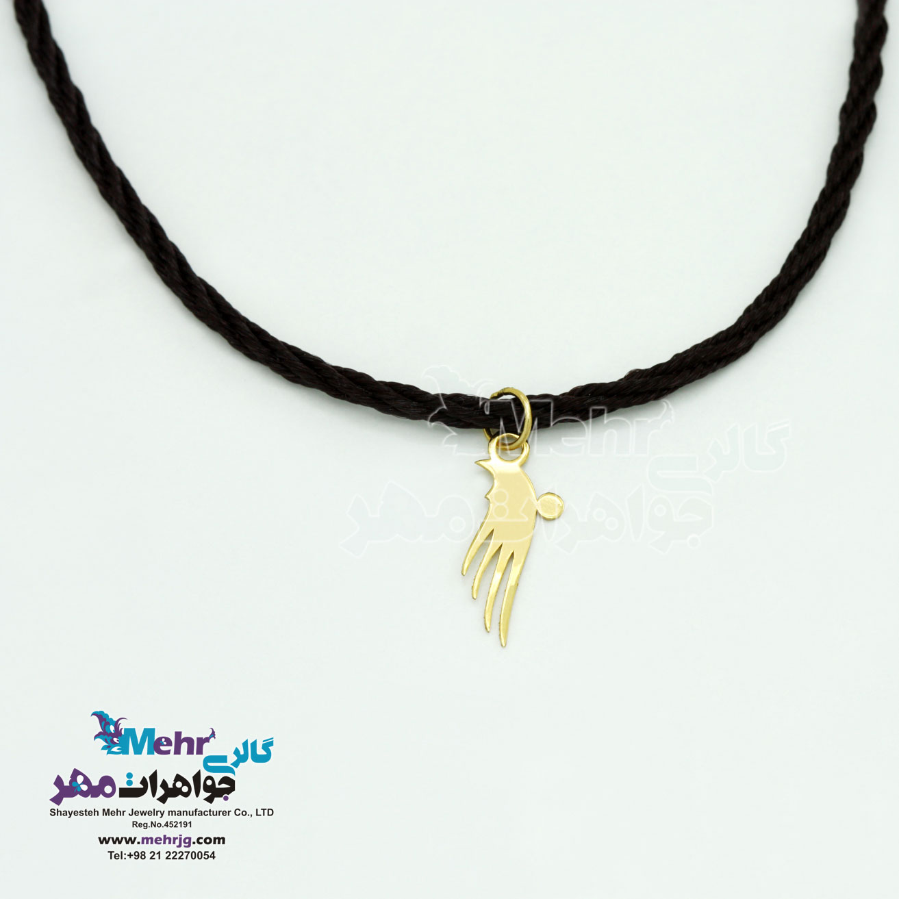 گردنبند طلا و بافت - طرح پر