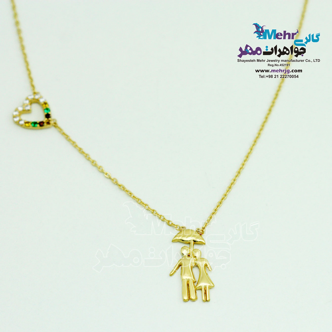 گردنبند طلا - طرح چتر دو نفره