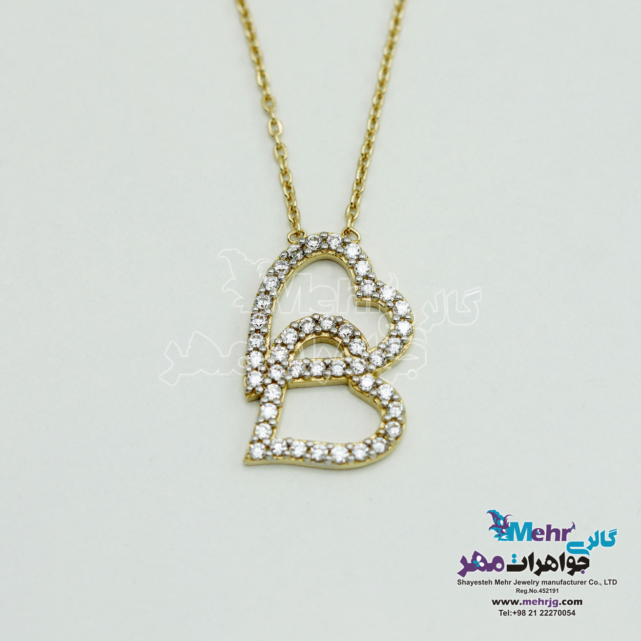 گردنبند طلا - طرح دو قلب